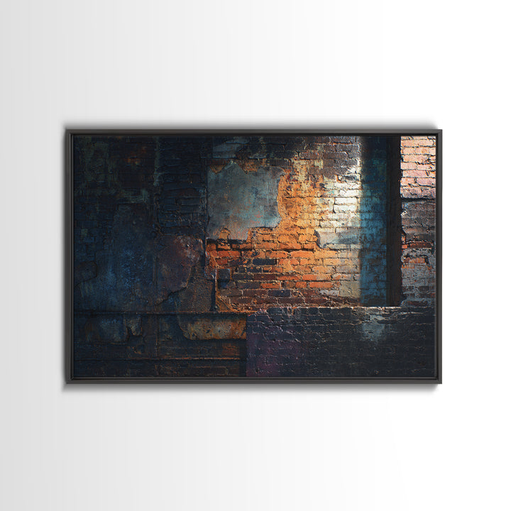 Exposed Brick Texture Abstract Framed Canvas Print, Industrial Art, Wall Hanging, Living Room Decor, Abstract Art, Foundry, IND-3x2-80