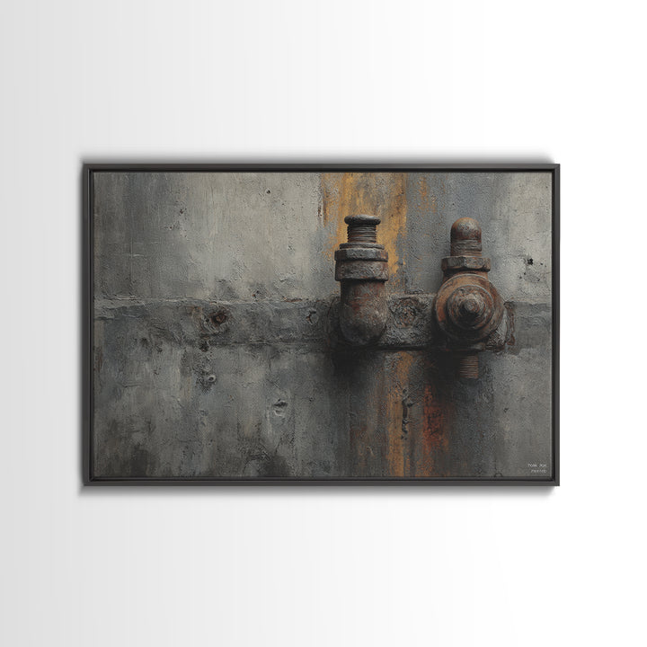 Concrete Wall Abstract Framed Canvas Print, Industrial Art, Wall Art, Living Room Decor, Abstract Art, Foundry, Original Art, IND-3x2-85