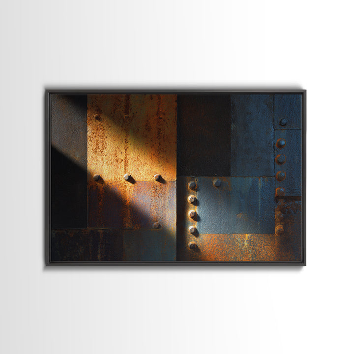 Riveted Metal Panel Texture Study Canvas Print, Industrial Art, Modern Decor, Living Room Decor, Fine Art, Foundry, Wall Decor, IND-3x2-98