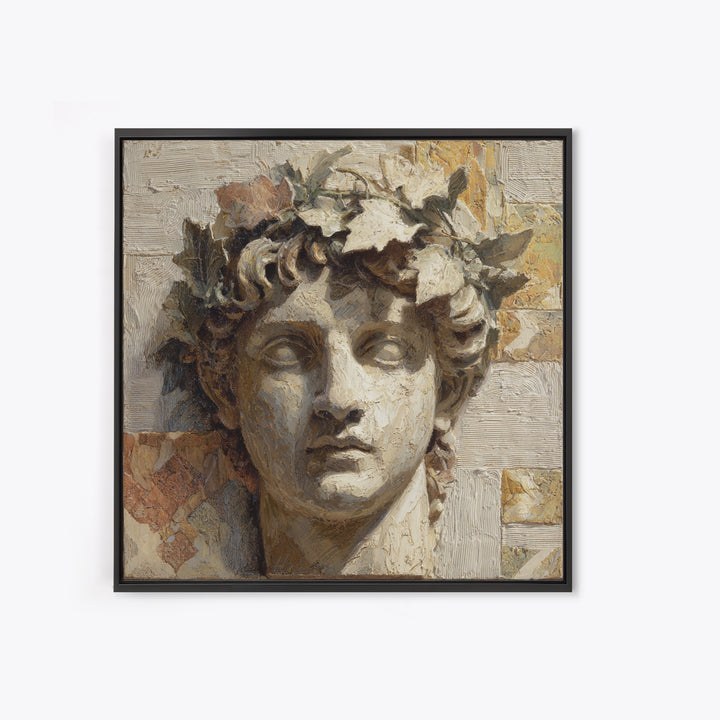 Classic Roman Statue Bust Framed Canvas Print, Italian Villa Art, Oil Painting, Living Room Decor, Villa, Farmhouse Wall Art, IVA-1x1-12