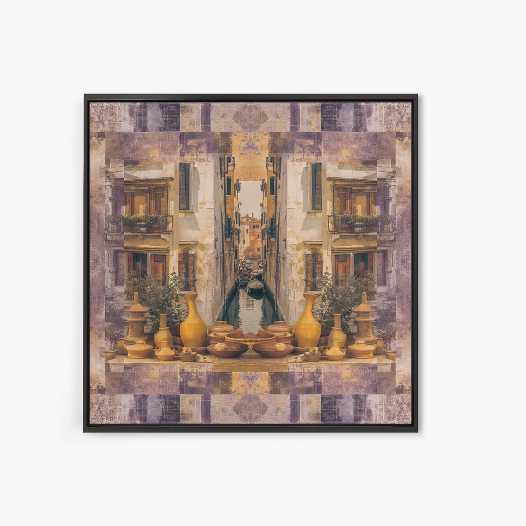 Venetian Canal Reflection Without City Crowd Canvas Print, Italian Villa Art, Large Wall Art, Living Room Decor, Villa, IVA-1x1-20