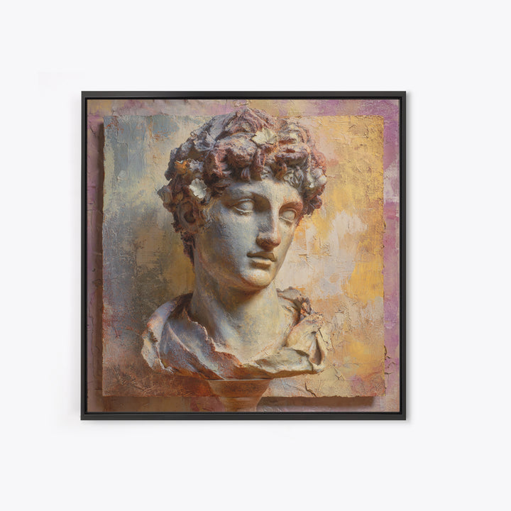 Classic Roman Statue Bust Canvas Print, Italian Villa Art, Living Room Decor, Watercolor Art, Villa, Living Room Art, IVA-1x1-36