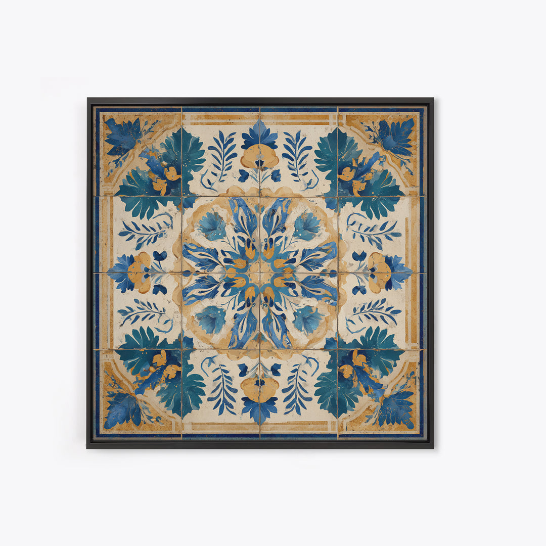 Italian Tile Pattern Framed Canvas Print, Italian Villa Art, Digital Download Art, Living Room Decor, Fine Art, Villa, IVA-1x1-41