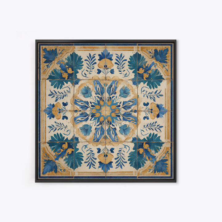 Italian Tile Pattern Framed Canvas Print, Italian Villa Art, Digital Download Art, Living Room Decor, Fine Art, Villa, IVA-1x1-41
