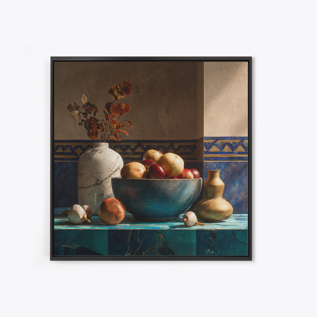 Marble Fruit Still Life Framed Canvas Print, Italian Villa Art, Bedroom Wall Art, Living Room Decor, Fine Art, Villa, IVA-1x1-47