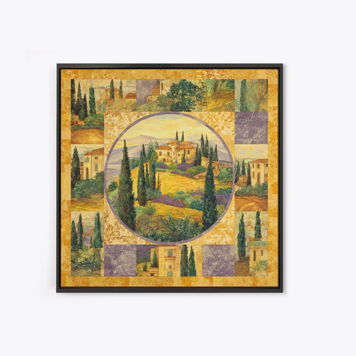 Tuscan Hillside with Cypress Trees and Golden Canvas Print, Italian Villa Art, Living Room Art, Living Room Decor, Villa, IVA-1x1-49