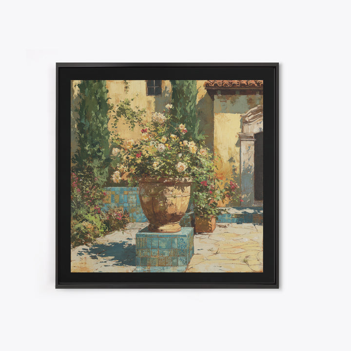 Italian Villa Garden Urn Canvas Print, Italian Villa Art, Landscape Art, Living Room Decor, Watercolor Art, Villa, IVA-1x1-54
