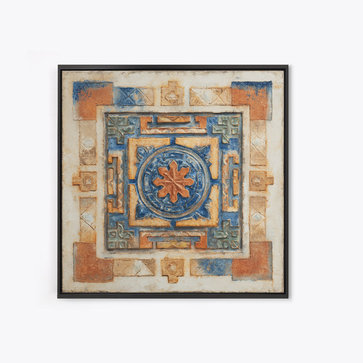 Italian Tile Pattern Framed Canvas Print, Italian Villa Art, Digital Download Art, Living Room Decor, Fine Art, Villa, IVA-1x1-65