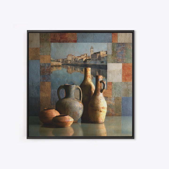 Venetian Canal Reflection Without City Crowd Canvas Print, Italian Villa Art, Gallery Wall Set, Living Room Decor, Villa, IVA-1x1-68