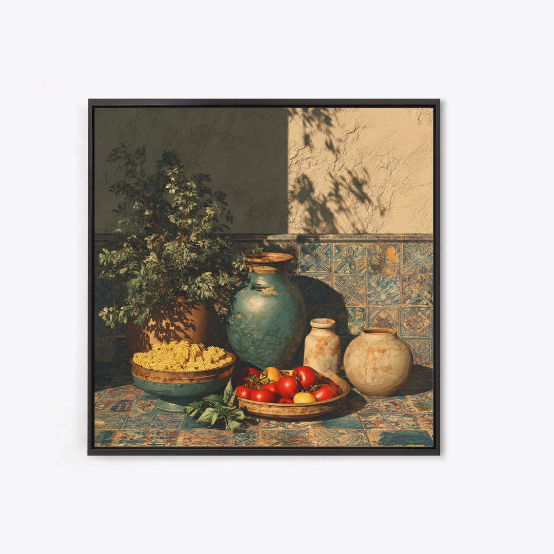 Pasta Herbs and Tomatoes Still Life Canvas Print, Italian Villa Art, Wall Decor, Living Room Decor, Fine Art, Villa, IVA-1x1-91