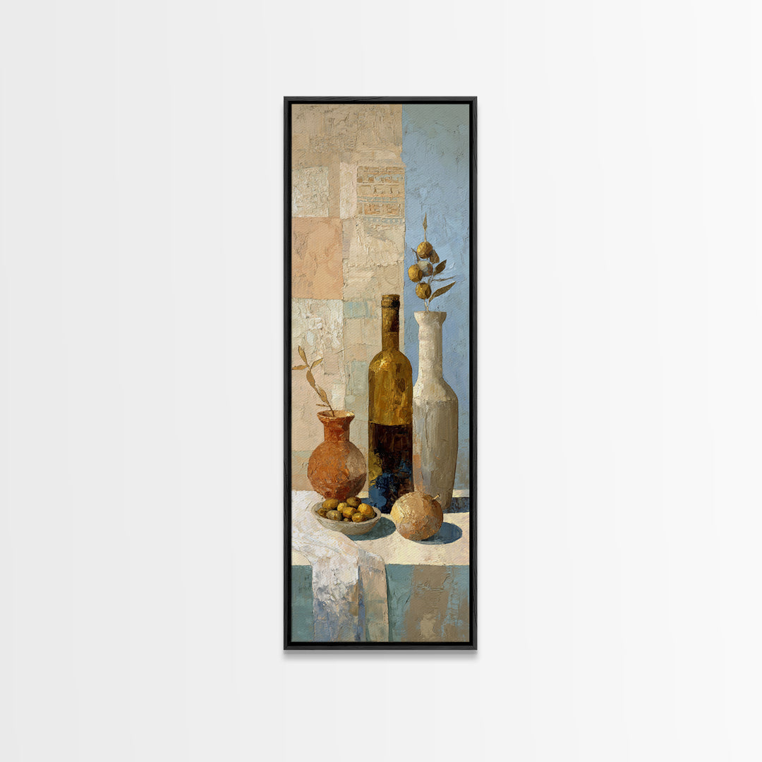 White Wine and Olives Still Life Canvas Print, Italian Villa Art, Wall Art Prints, Living Room Decor, Fine Art, Villa, IVA-1x3-100