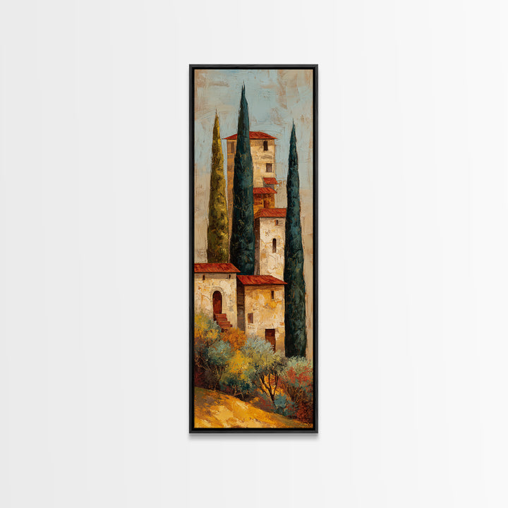Tuscan Hillside with Cypress Trees and Golden Canvas Print, Italian Villa Art, Living Room Art, Living Room Decor, Villa, IVA-1x3-13
