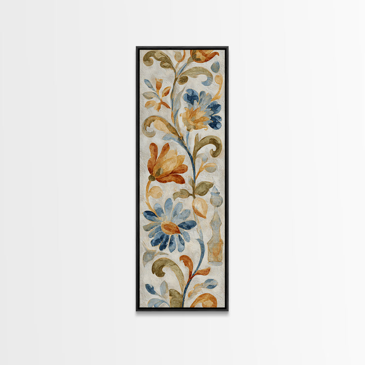 Florentine Floral Ornament Pattern Canvas Print, Italian Villa Art, Coastal Wall Art, Living Room Decor, Oil Painting, Villa, IVA-1x3-22