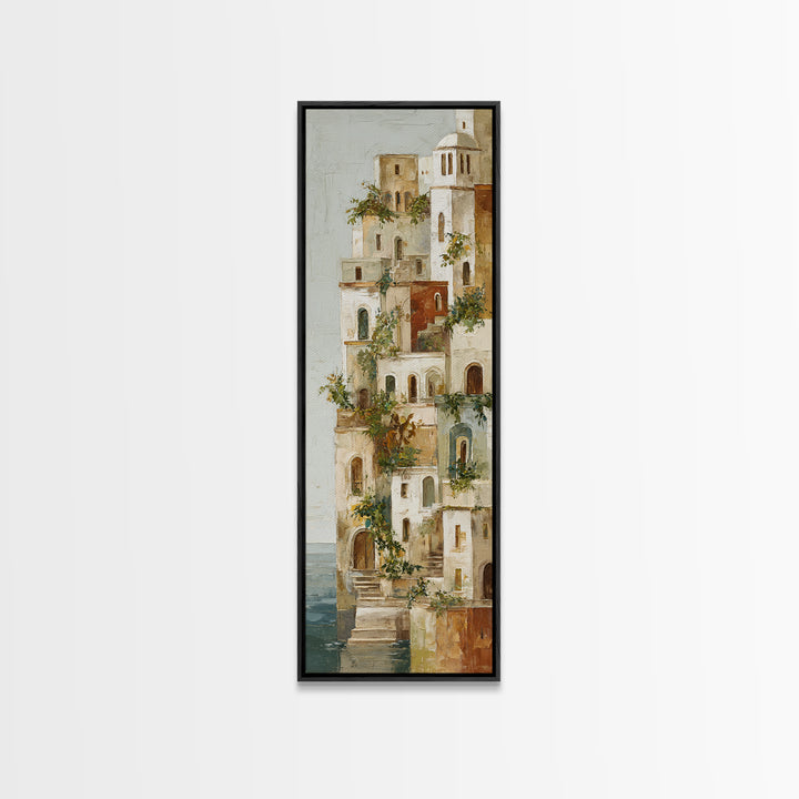 Amalfi Coast Cliffs Canvas Print, Italian Villa Art, Fine Art Print, Living Room Decor, Fine Art, Villa, Original Painting, IVA-1x3-25