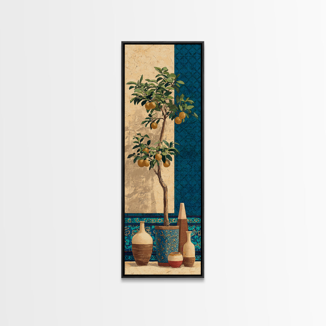 Orange Tree in a Courtyard Planter Canvas Print, Italian Villa Art, Coastal Decor, Living Room Decor, Fine Art, Villa, IVA-1x3-26