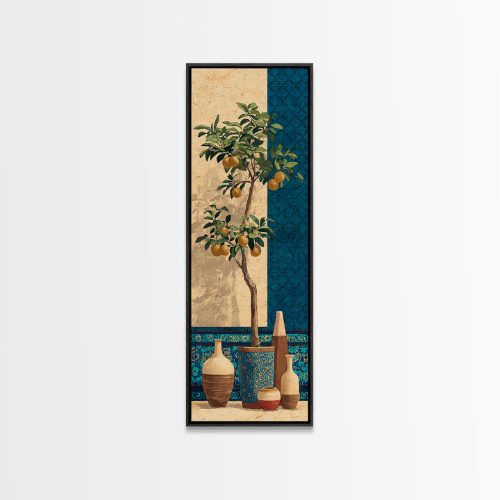 Orange Tree in a Courtyard Planter Canvas Print, Italian Villa Art, Coastal Decor, Living Room Decor, Fine Art, Villa, IVA-1x3-26