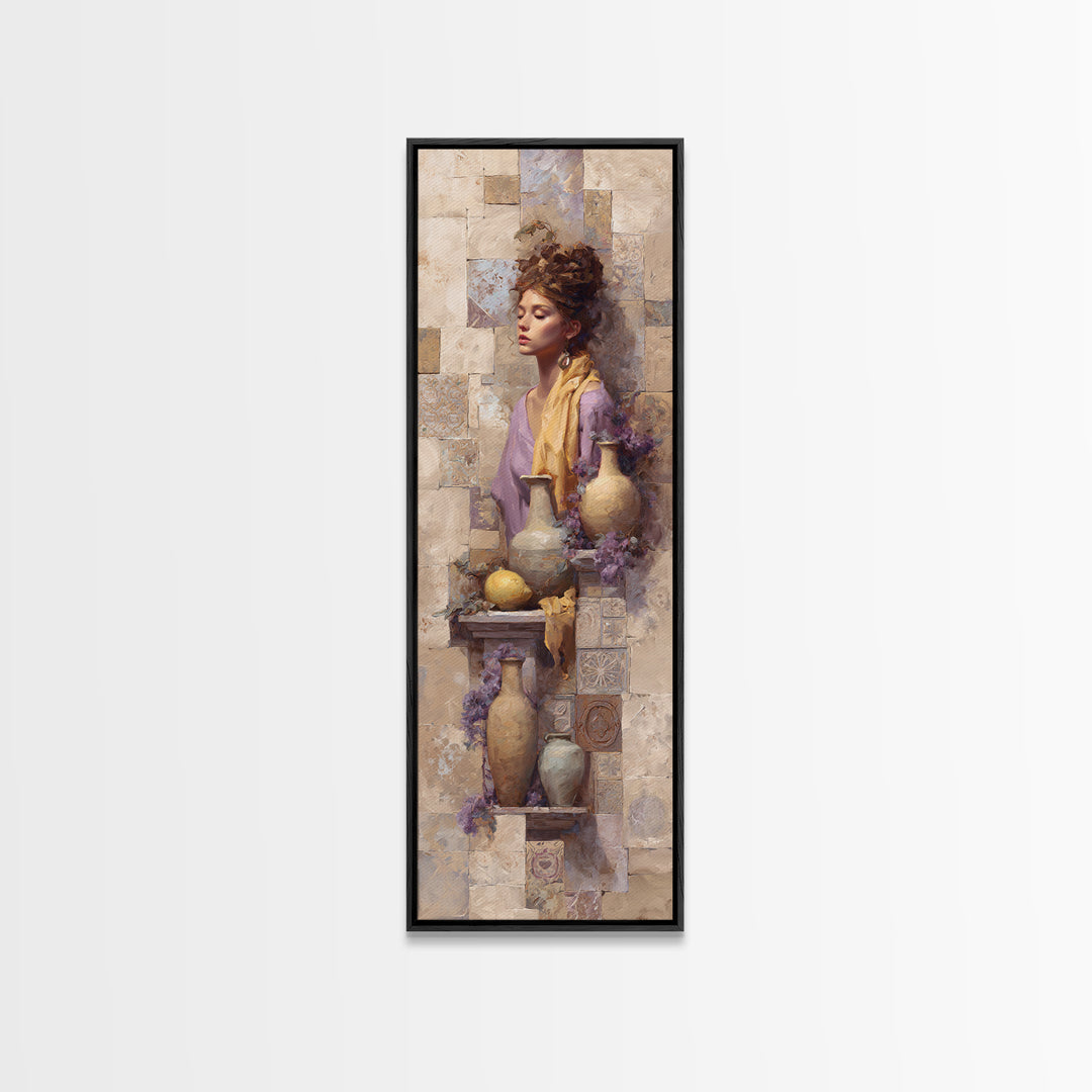 Renaissance Inspired Portrait with Modern Softness Canvas Print, Italian Villa Art, Landscape Painting, Living Room Decor, IVA-1x3-30