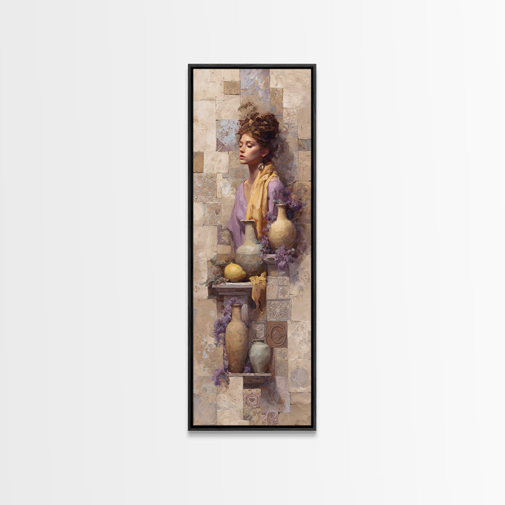 Renaissance Inspired Portrait with Modern Softness Canvas Print, Italian Villa Art, Landscape Painting, Living Room Decor, IVA-1x3-30