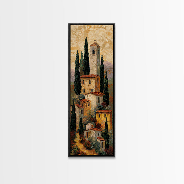 Tuscan Hillside with Cypress Trees and Golden Canvas Print, Italian Villa Art, Living Room Art, Living Room Decor, Villa, IVA-1x3-37