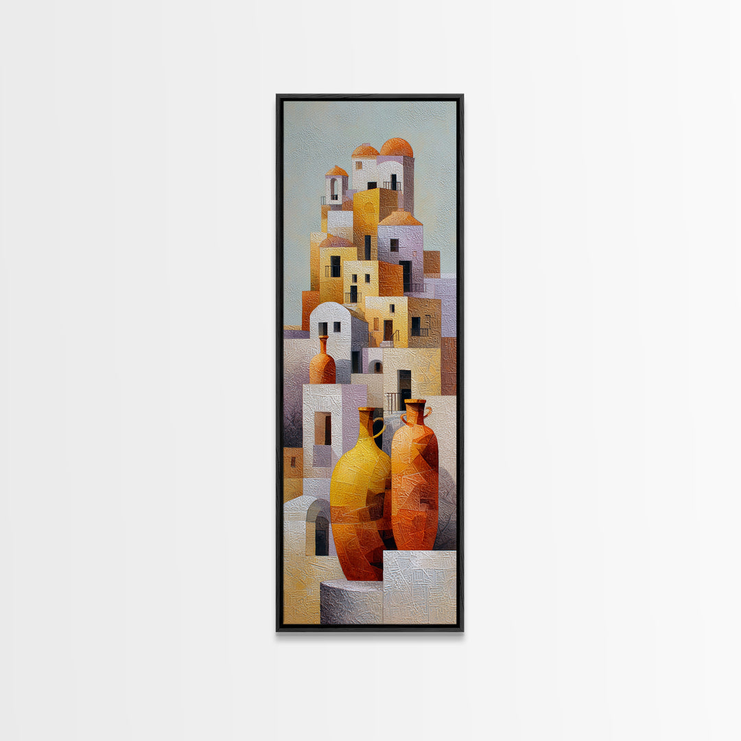 Terracotta Rooftops Against Pale Sky Canvas Print, Italian Villa Art, Wall Decor, Living Room Decor, Fine Art, Villa, IVA-1x3-40