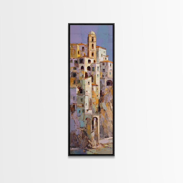 Amalfi Coast Cliffs Canvas Print, Italian Villa Art, Coastal Wall Art, Living Room Decor, Fine Art, Villa, Rustic Home Decor, IVA-1x3-49