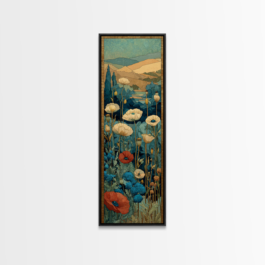 Tuscan Poppy Field Canvas Print, Italian Villa Art, Art Print, Living Room Decor, Abstract Art, Villa, Printable Art, IVA-1x3-51