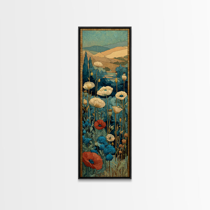 Tuscan Poppy Field Canvas Print, Italian Villa Art, Art Print, Living Room Decor, Abstract Art, Villa, Printable Art, IVA-1x3-51