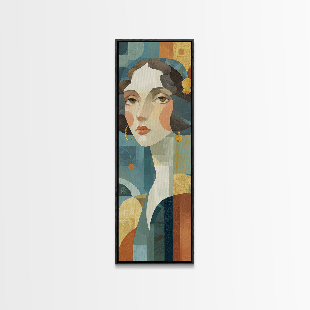 Renaissance Inspired Portrait with Modern Softness Canvas Print, Italian Villa Art, Landscape Painting, Living Room Decor, IVA-1x3-54