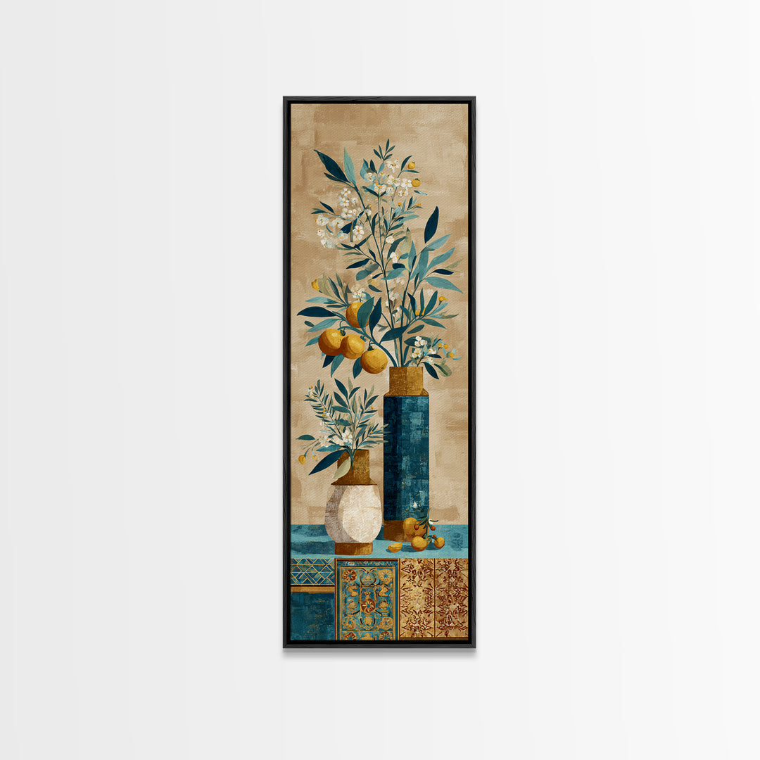 Pasta Herbs and Tomatoes Still Life Canvas Print, Italian Villa Art, Neutral Wall Art, Living Room Decor, Fine Art, Villa, IVA-1x3-7