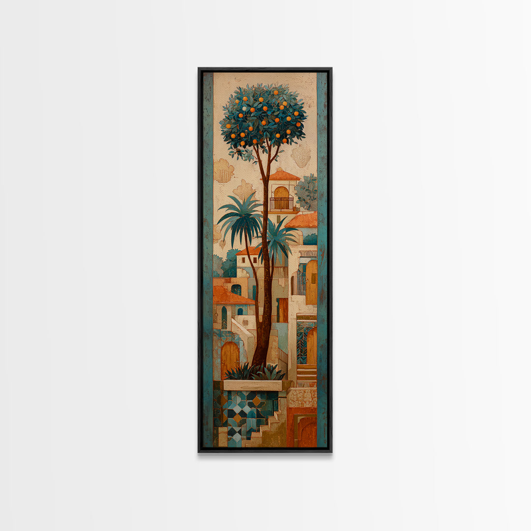 Orange Tree in a Courtyard Planter Canvas Print, Italian Villa Art, Rustic Home Decor, Living Room Decor, Fine Art, Villa, IVA-1x3-98