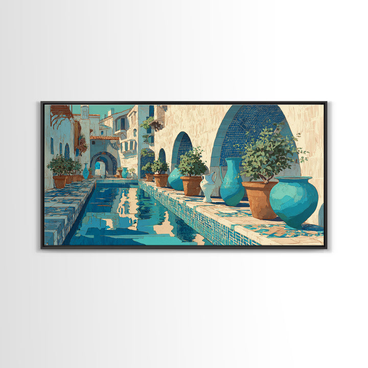 Venetian Canal Reflection Without City Crowd Framed Canvas Print, Italian Villa Art, Neutral Decor, Living Room Decor, Villa, IVA-2x1-16