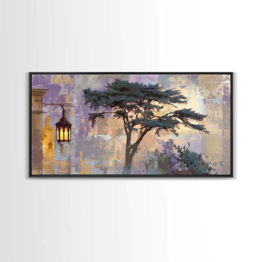 Cypress Silhouette at Sunset Canvas Print, Italian Villa Art, Gallery Decor, Living Room Decor, Villa, Minimalist Decor, IVA-2x1-17