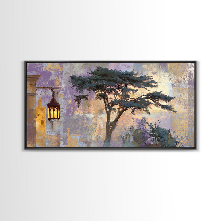 Cypress Silhouette at Sunset Canvas Print, Italian Villa Art, Gallery Decor, Living Room Decor, Villa, Minimalist Decor, IVA-2x1-17