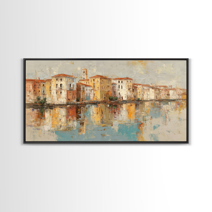 Venetian Canal Reflection Without City Crowd Canvas Print, Italian Villa Art, Contemporary Art, Living Room Decor, Villa, IVA-2x1-40