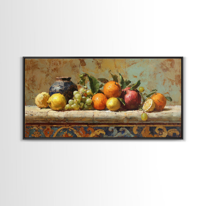 Marble Fruit Still Life Framed Canvas Print, Italian Villa Art, Contemporary Art, Living Room Decor, Fine Art, Villa, IVA-2x1-43