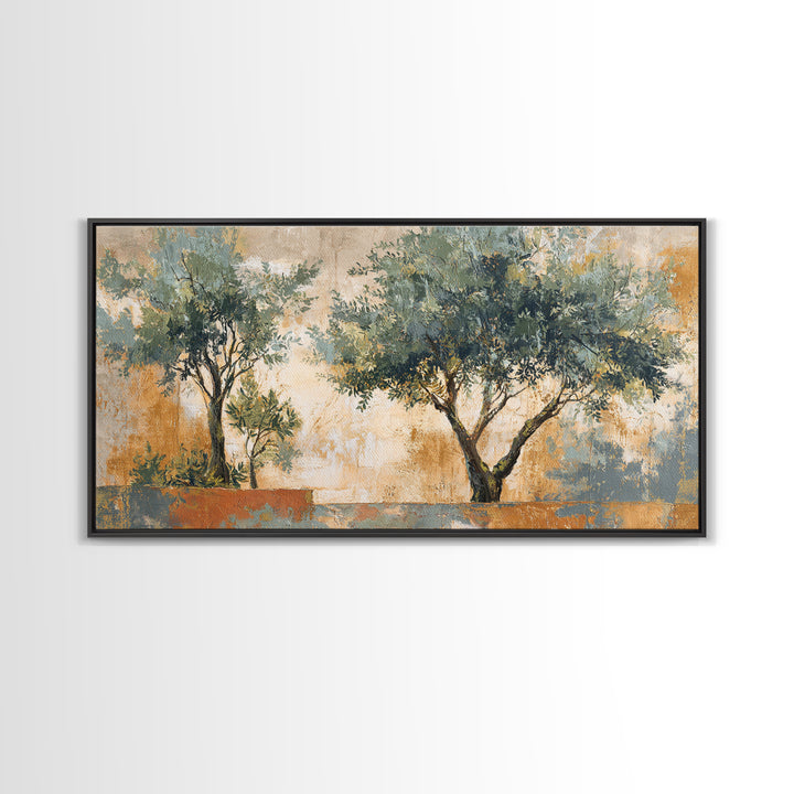 Olive Grove Path Canvas Print, Italian Villa Art, Framed Wall Art, Living Room Decor, Oil Painting, Villa, Colorful Wall Art, IVA-2x1-47