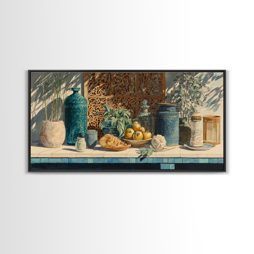 Pasta Herbs and Tomatoes Still Life Canvas Print, Italian Villa Art, Living Room Wall Art, Living Room Decor, Fine Art, Villa, IVA-2x1-63