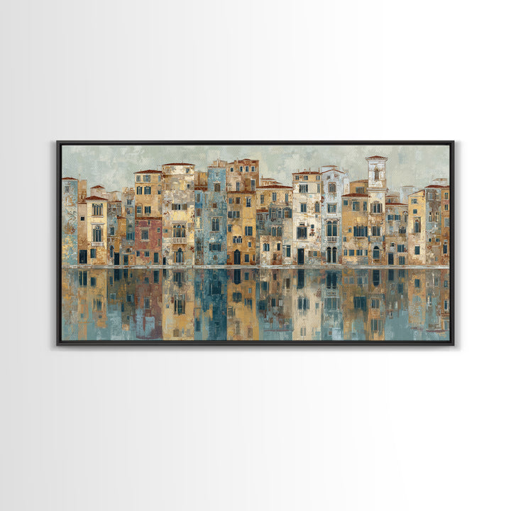 Venetian Canal Reflection Without City Crowd Canvas Print, Italian Villa Art, Bedroom Wall Art, Living Room Decor, Villa, IVA-2x1-88
