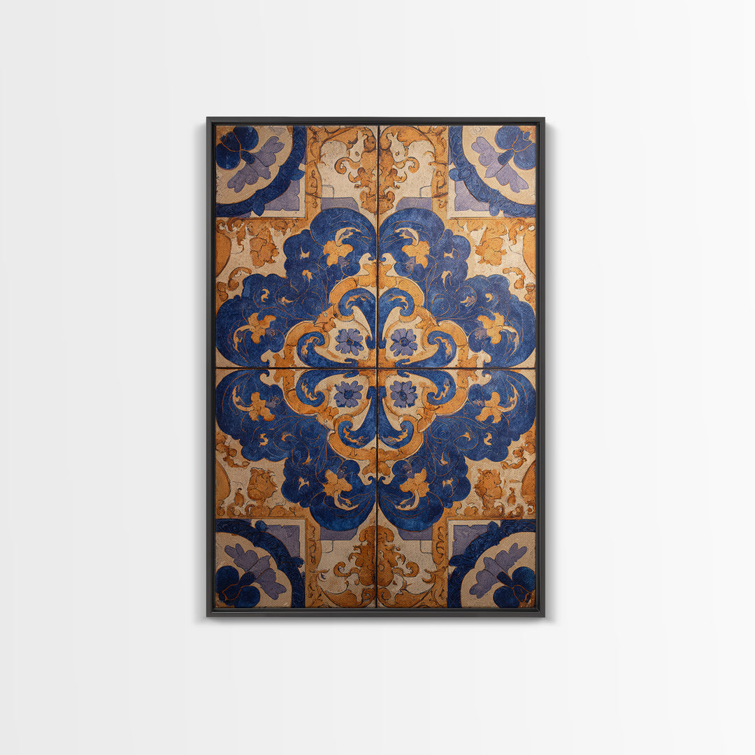 Italian Tile Pattern Canvas Print, Italian Villa Art, Statement Artwork, Living Room Decor, Fine Art, Villa, Oil Painting, IVA-2x3-49