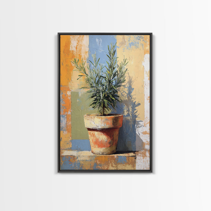Terra Cotta Pot Framed Canvas Print, Italian Villa Art, Digital Art Print, Living Room Decor, Fine Art, Villa, Luxury Decor, IVA-2x3-6