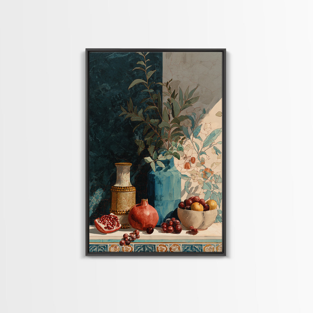 Marble Fruit Still Life Canvas Print, Italian Villa Art, Original Painting, Living Room Decor, Villa, Landscape Painting, IVA-2x3-7