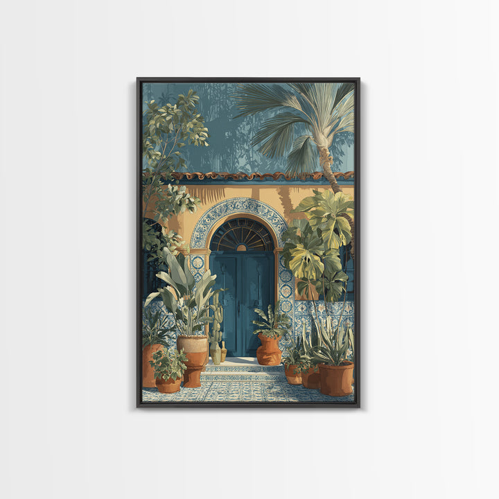 Italian Tile Pattern Framed Canvas Print, Italian Villa Art, Textured Painting, Living Room Decor, Villa, Living Room Wall Art, IVA-2x3-73