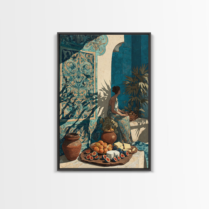 Figs and Cheese on Rustic Wooden Board Canvas Print, Italian Villa Art, Printable Wall Art, Living Room Decor, Villa, IVA-2x3-89