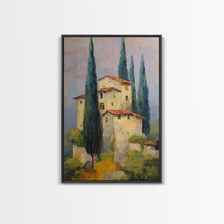 Tuscan Hillside with Cypress Trees and Golden Canvas Print, Italian Villa Art, Wall Decor, Living Room Decor, Fine Art, Villa, IVA-2x3-9