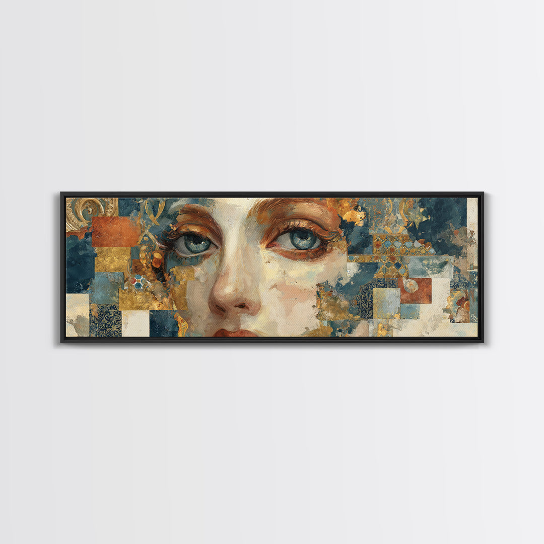 Renaissance Inspired Portrait with Modern Softness Canvas Print, Italian Villa Art, Boho Decor, Living Room Decor, Villa, IVA-3x1-10