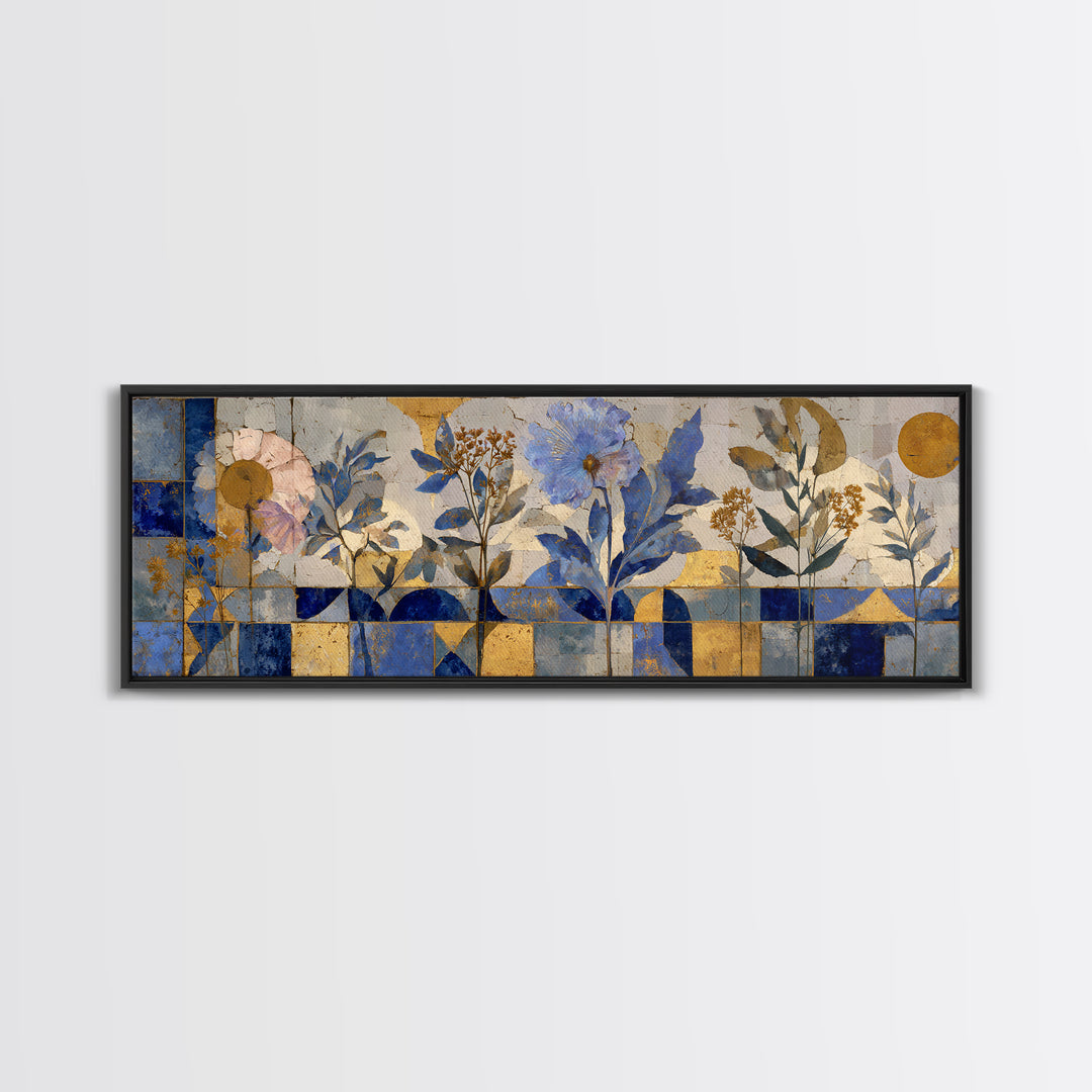 Italian Tile Pattern Canvas Print, Italian Villa Art, Original Painting, Living Room Decor, Fine Art, Villa, Landscape Painting, IVA-3x1-33