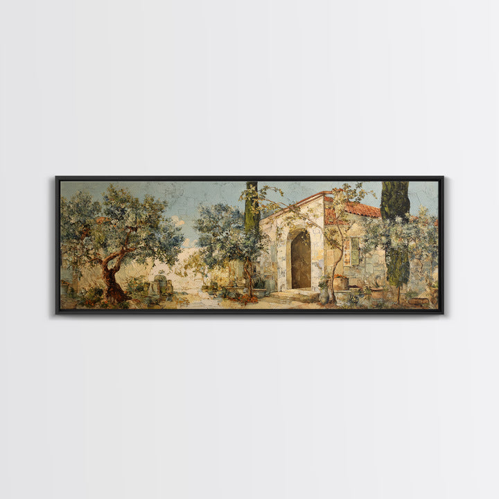 Olive Grove Path Canvas Print, Italian Villa Art, Coastal Wall Decor, Living Room Decor, Fine Art, Villa, Neutral Decor, IVA-3x1-91