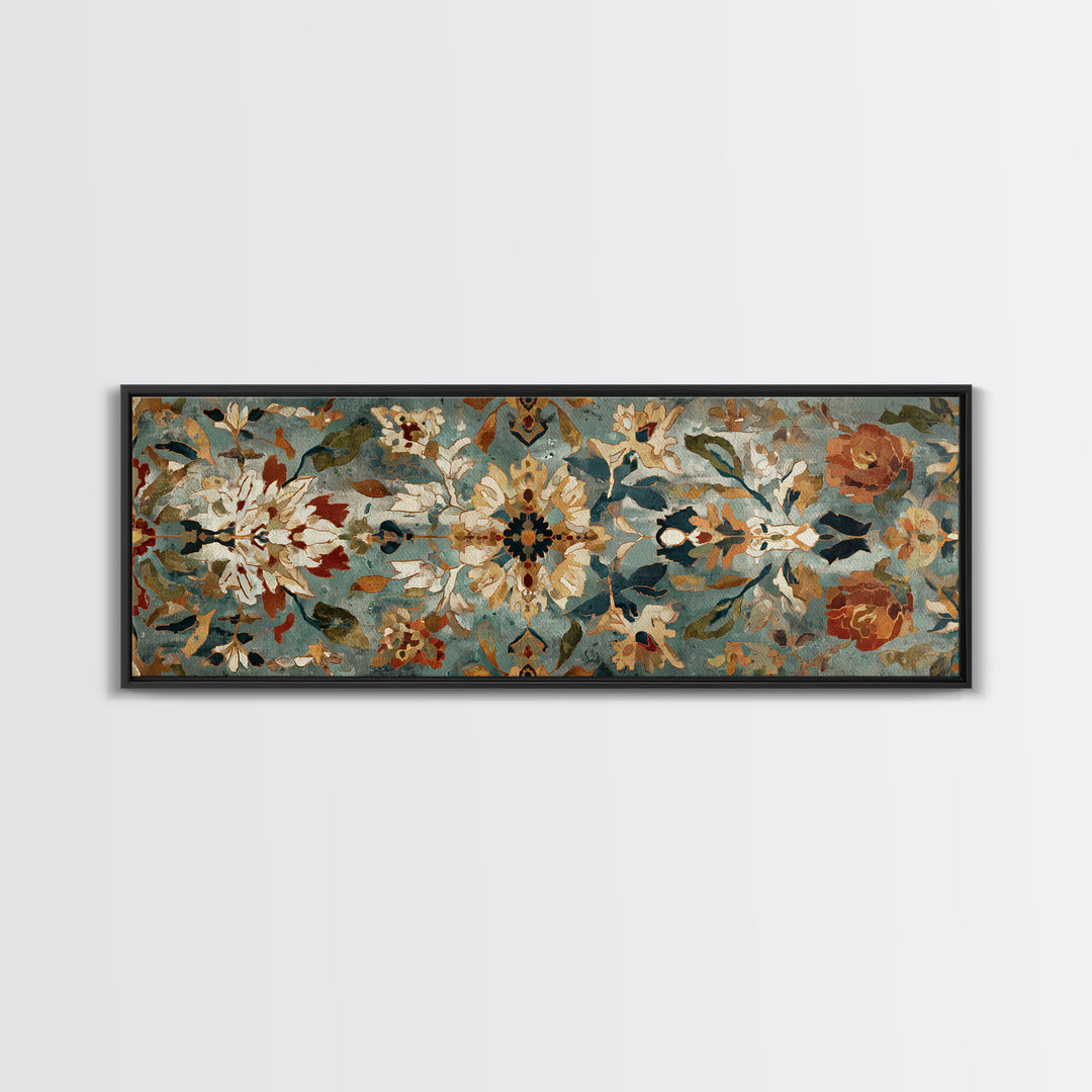 Florentine Floral Ornament Pattern Canvas Print, Italian Villa Art, Coastal Wall Art, Living Room Decor, Oil Painting, Villa, IVA-3x1-98