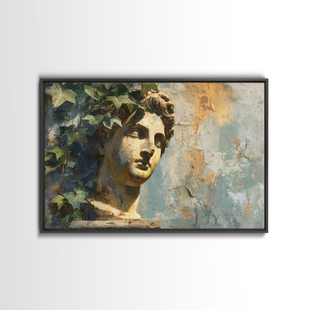 Classic Roman Statue Bust Canvas Print, Italian Villa Art, Art Print, Living Room Decor, Watercolor Art, Villa, Printable Art, IVA-3x2-16