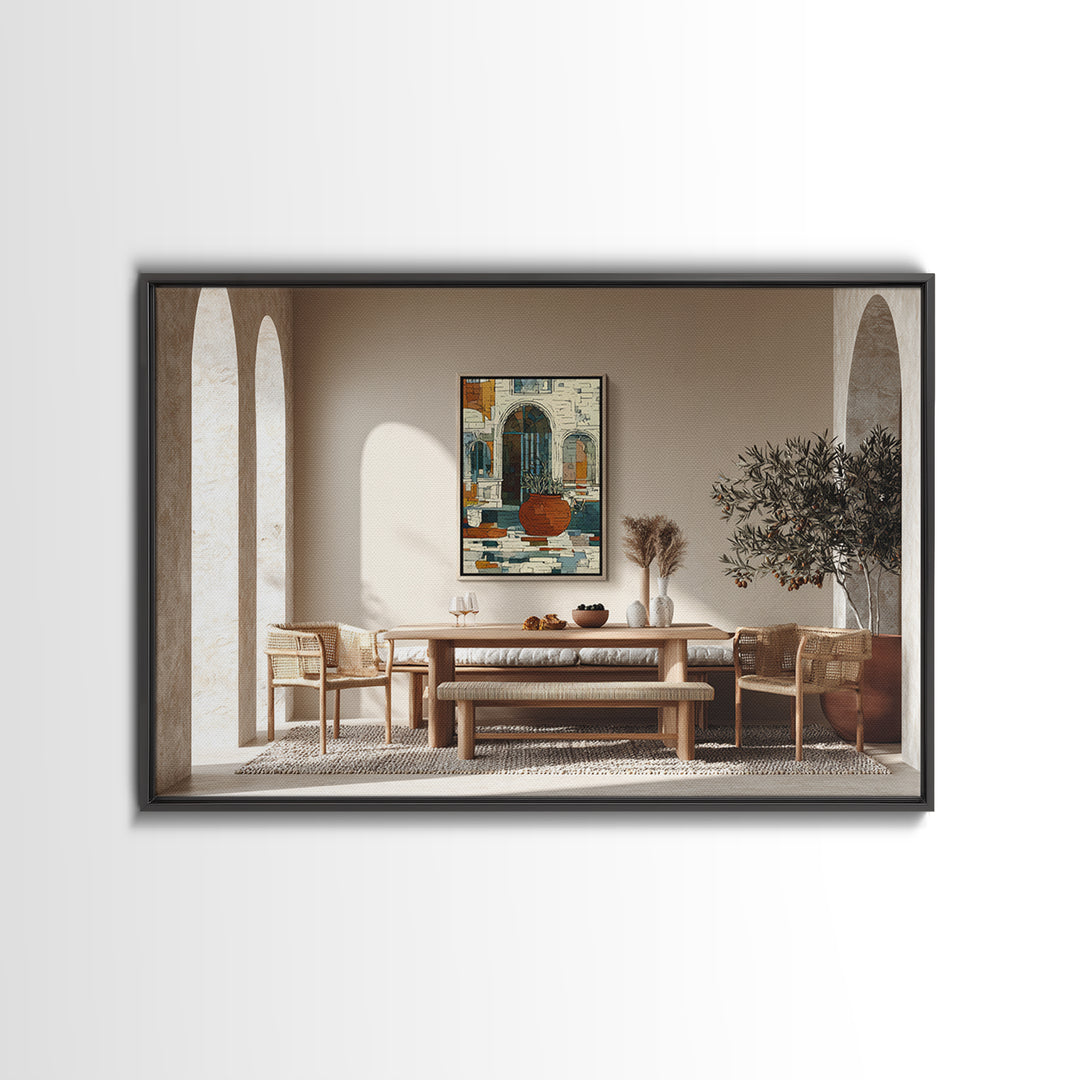 White Wine and Olives Still Life Framed Canvas Print, Italian Villa Art, Room Decor, Living Room Decor, Fine Art, Villa, IVA-3x2-20
